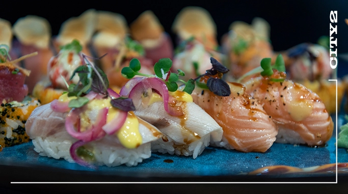 Lækkert frisklavet sushi fra Sachi Sushi som er placeret i City 2